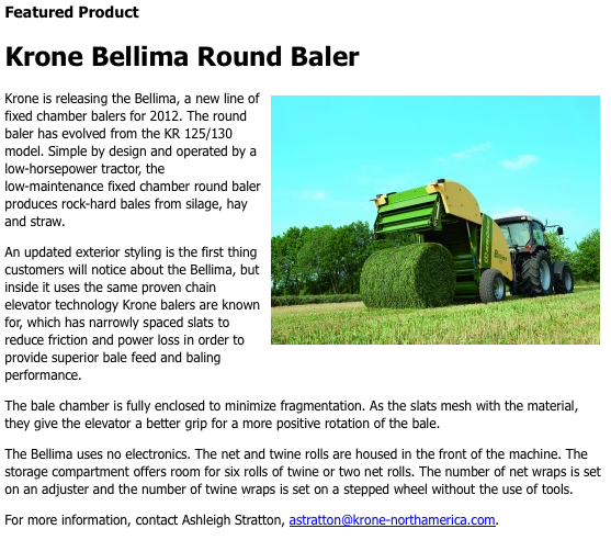 Krone Bellima Round Baler