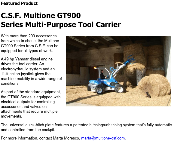 C.S.F. Multione GT900 Series multi-purpose tool carrier