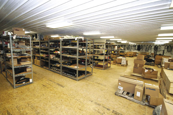 Besides the attractive new showroom at Plevna Implement&rsquo;s new building, the parts storage area was greatly expanded with the goal of increasing parts sales at the dealership.
