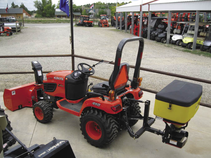 Displaying tractors with their snow-fighting attachments not only shows customers what the tractor is capable of doing, but can lead to package sales, as well. Displaying tractors with their snow-fighting attachments not only shows customers what the tractor is capable of doing, but can lead to package sales, as well.