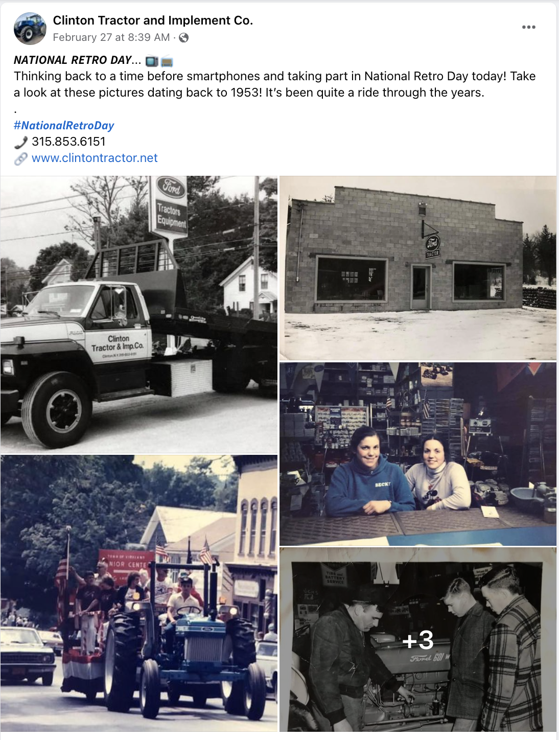 Clinton Tractor and Implement National Retro Day Facebook post