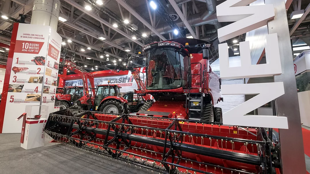 case ih combine at trade show