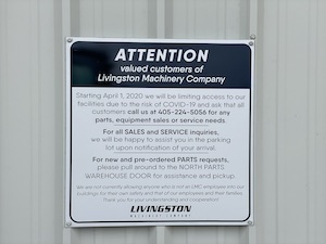 Livingston Machinery COVID-19 sign