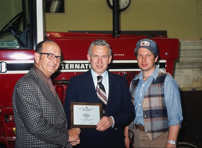 A-CB, Charlie receiving IH Planter Sales Award from Del Reynolds_1978.jpg