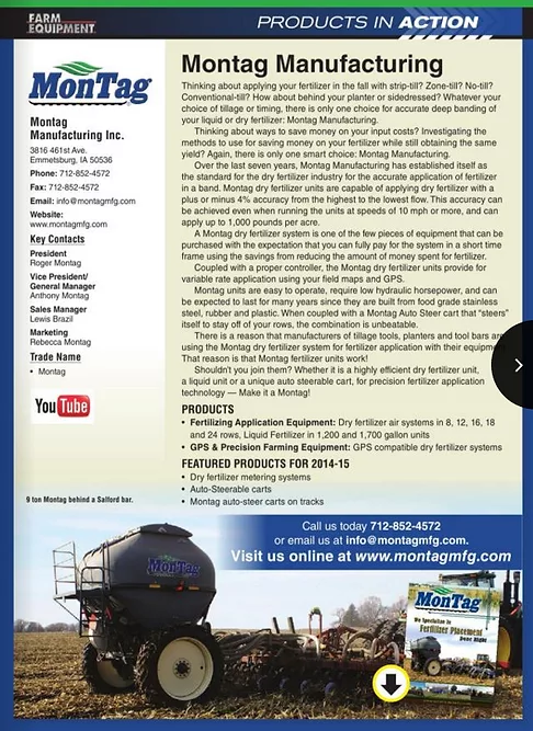 Montag Manufacturing PIA 2014