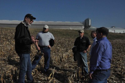 Iowa farmer Roger Zylstra, left, supports ethanol made from corn and from cellulose, but is cautious about how much stover could be removed from his fields. 